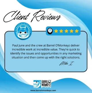 Our #ReviewoftheMonth reflects what drives us every day—creating real results and building strong, lasting partnerships with our clients. We’re grateful for this feedback and take pride in helping brands succeed through smart strategy, creative solutions, and consistent execution. Recognition like this pushes our team to keep raising the standard and delivering long-term growth📈

If you’re ready to take your brand to the next level and work with a team committed to results, contact Barrel O’ Monkeyz today and let’s build something impactful together.🙌🏽

#MarketingStrategy #BarrelOMonkeyz #BusinessGrowth
