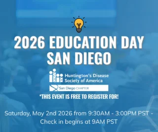 We are less than one month away from our #FamilyEducationDay on Saturday, May 2nd!🤗
This free event offers the opportunity to connect with those impacted by Huntington’s disease. 
If you haven’t already, please register🫶🏽👇
https://give.hdsa.org/event/2026-education-day-san-diego/e778496