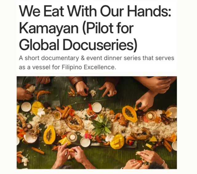 Support Sundoc Studios' Kickstarter campaign by giving them a follow! Here's the link to their campaign🙌🏽👇
https://www.kickstarter.com/projects/storiesbyleah/we-eat-with-our-hands-kamayan-pilot-for-global-docuseries?ref=nav_search&result=project&term=we%20eat%20with%20our%20hands&total_hits=1